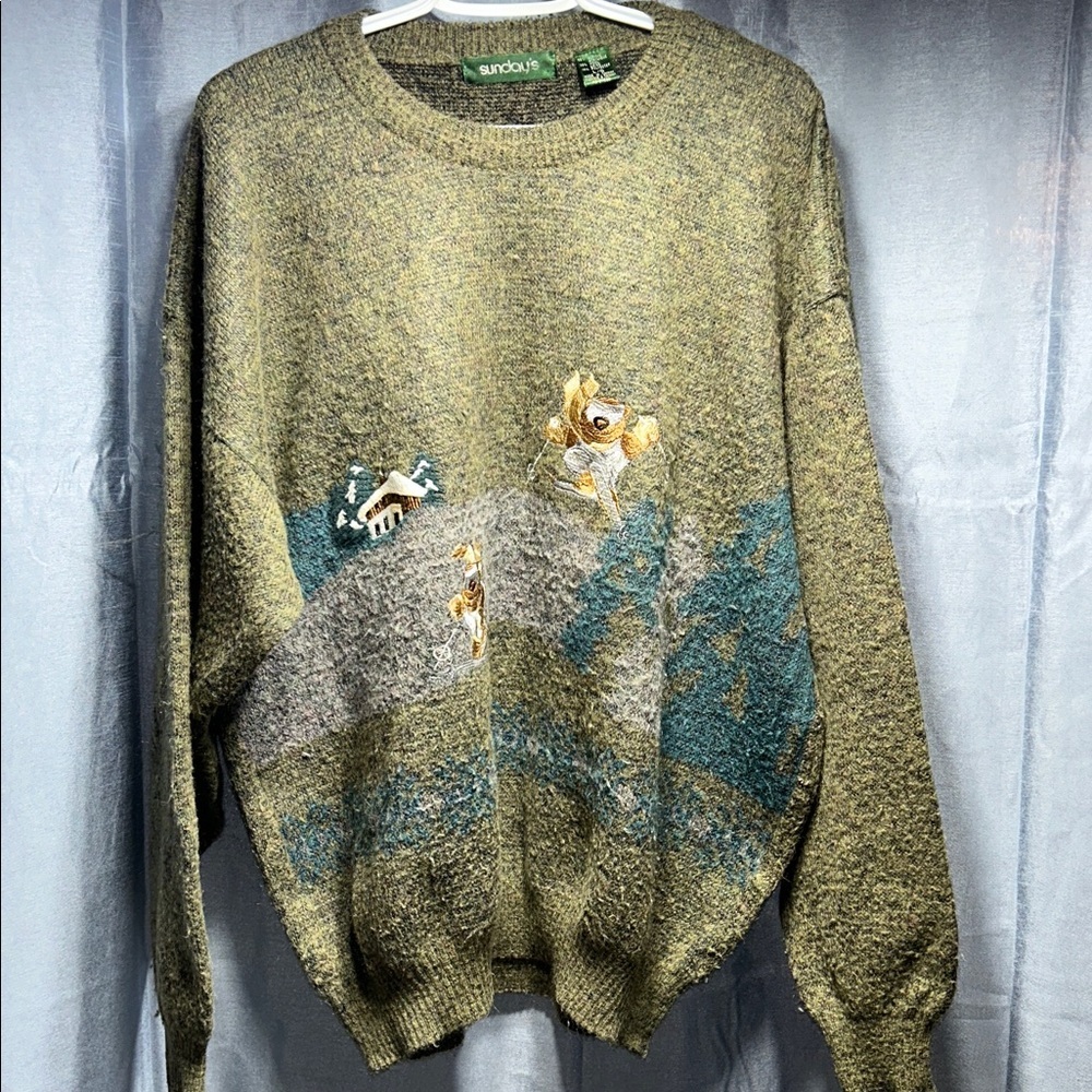 Vintage Sundays Olive Green Wool Blend Sweater size Large